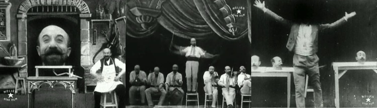 Georges Méliès的作品《L’homme à la tête en caoutchouc》及《L’Homme-Orchestre》，也是以早期的電影特效拍攝而成。