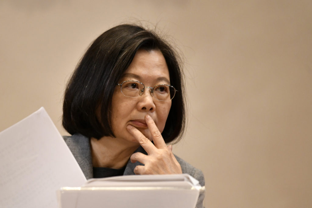 Taiwan's President Tsai Ing-wen listens during a press conference at the Presidential Palace in Taipei on January 5, 2019. (Photo by Sam YEH / AFP)