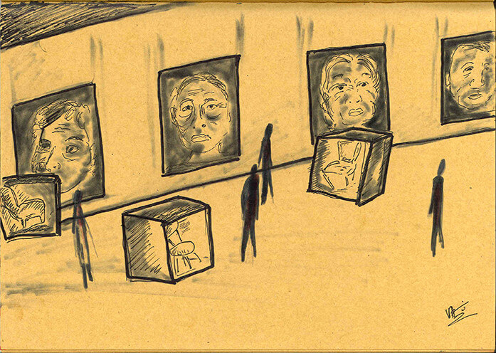 蔡明亮手繪的《你的臉》展覽設計圖（網絡圖片）