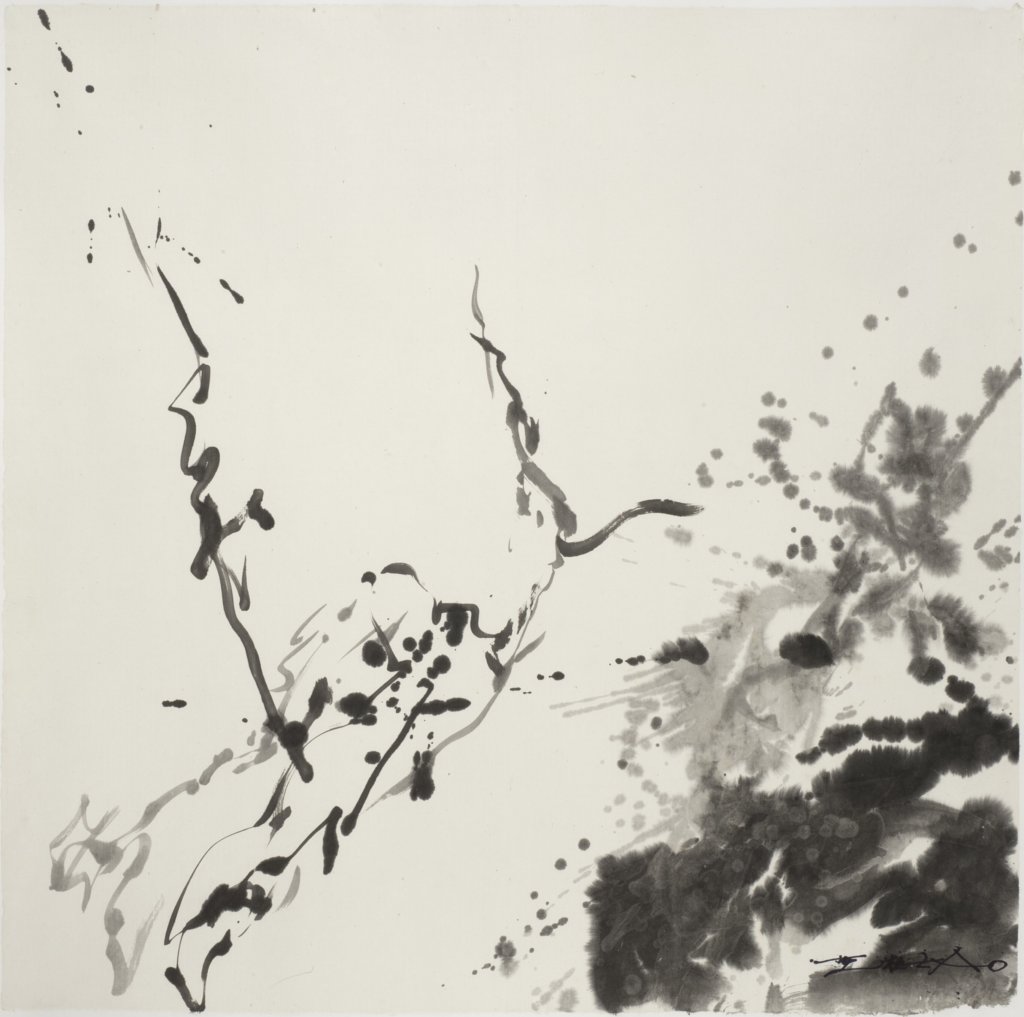 從油畫到水墨，趙無極畫風多變。圖為他的2007年作品，題為《ST encre (2007-16)》。