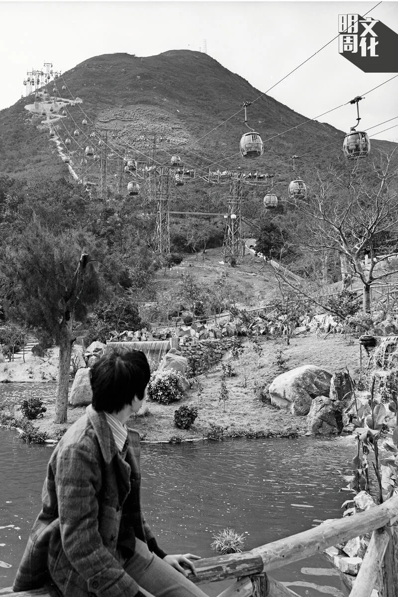 攝於1977年，當年的海洋公園是名副其實的公園，山下花草林 蔭，是市民休憩的好地方，在石屎森林的城市中提供了一處呼吸 的空間。（圖片由政府新聞處提供）