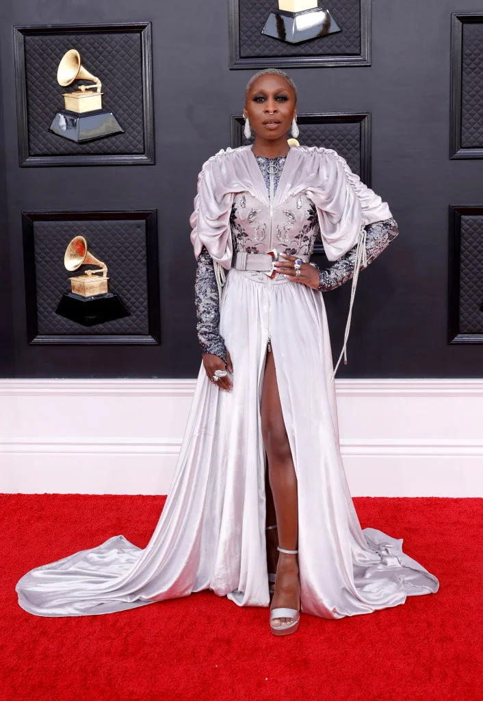 LAS VEGAS, NEVADA - APRIL 03: Cynthia Erivo attends the 64th Annual GRAMMY Awards at MGM Grand Garden Arena on April 03, 2022 in Las Vegas, Nevada. (Photo by Frazer Harrison/Getty Images for The Recording Academy)