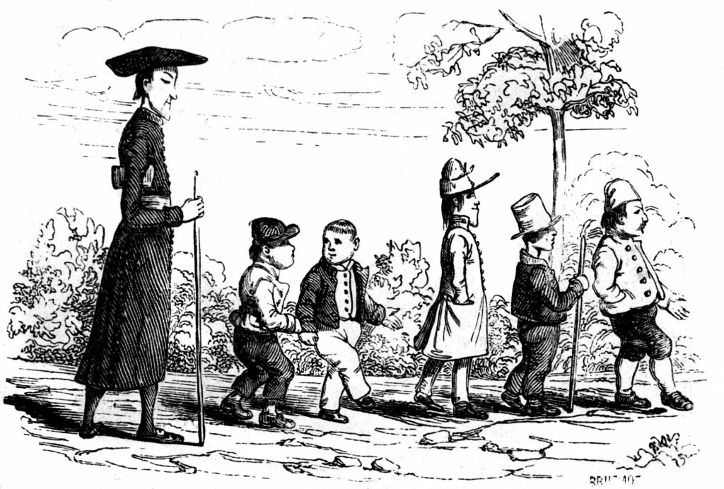 法語漫畫有其風格寫實但精神上黑色幽默的特性。圖為Rodolphe Töper (1799-1846) 的素描凹版印刷。（攝影：©Collection Roger-Viollet / Roger-Viollet via AFP）