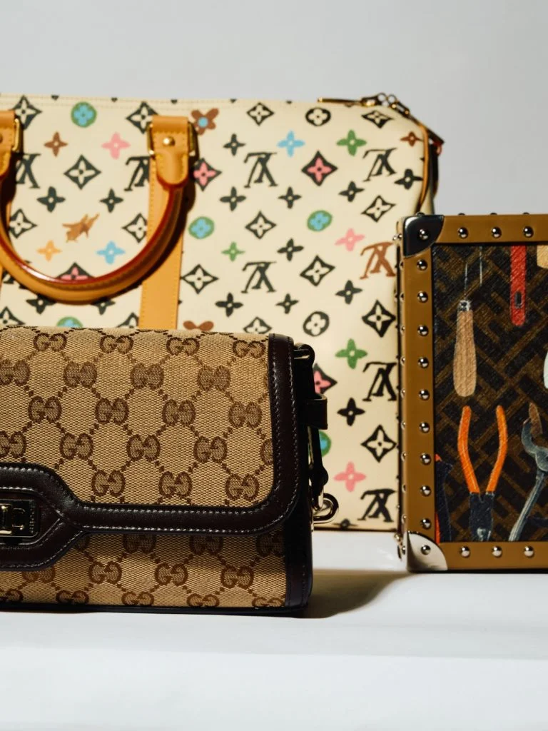 LOUIS VUITTON KEEPALL BANDOULIÈRE 45 GUCCI LUCE SHOULDER BAG FENDI FF PHONE TRUNK WITH FENDI TOOL PRINT