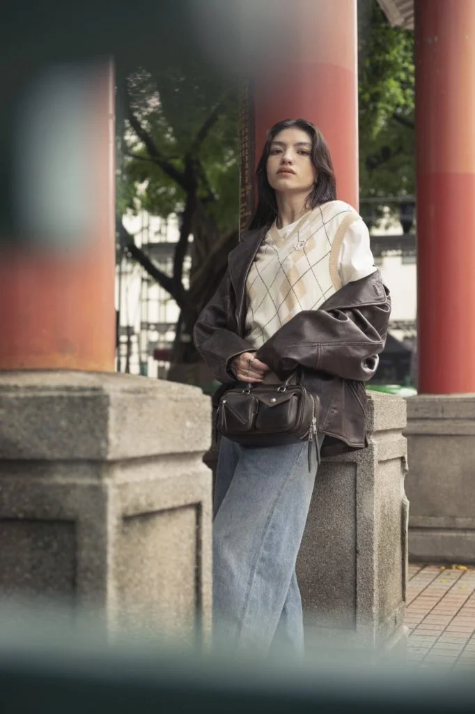 MAJE TEE VEST SANDRO JACKET LOEWE JEANS CHARLES & KEITH BAG