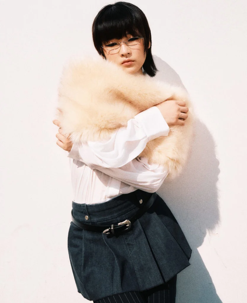 MAJE DRESS SANDRO PANTS SHIRT STYLIST’S OWN FUR GLASSES BELT