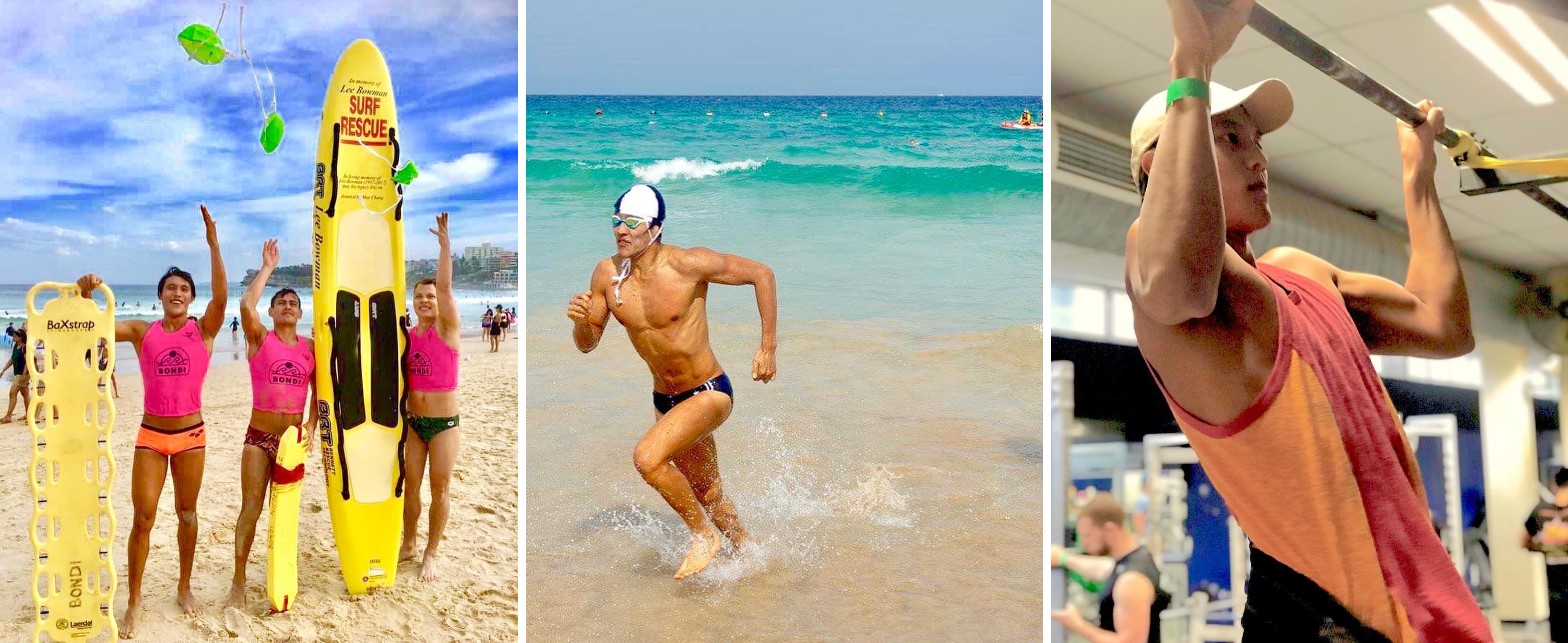 Xiang考取悉尼著名沙灘Bondi Beach的衝浪救援員資格。